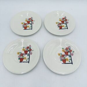 Vintage Edwin Knowles Penthouse Plant Stand Small Plate Set / Lot of 4
